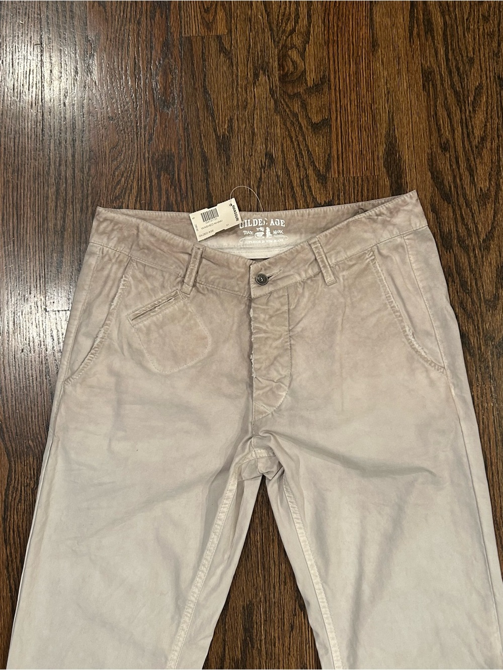 NWT GILDED AGE MADE IN ITALY Button Fly Vintage Wash Khakis Designer Pants 31